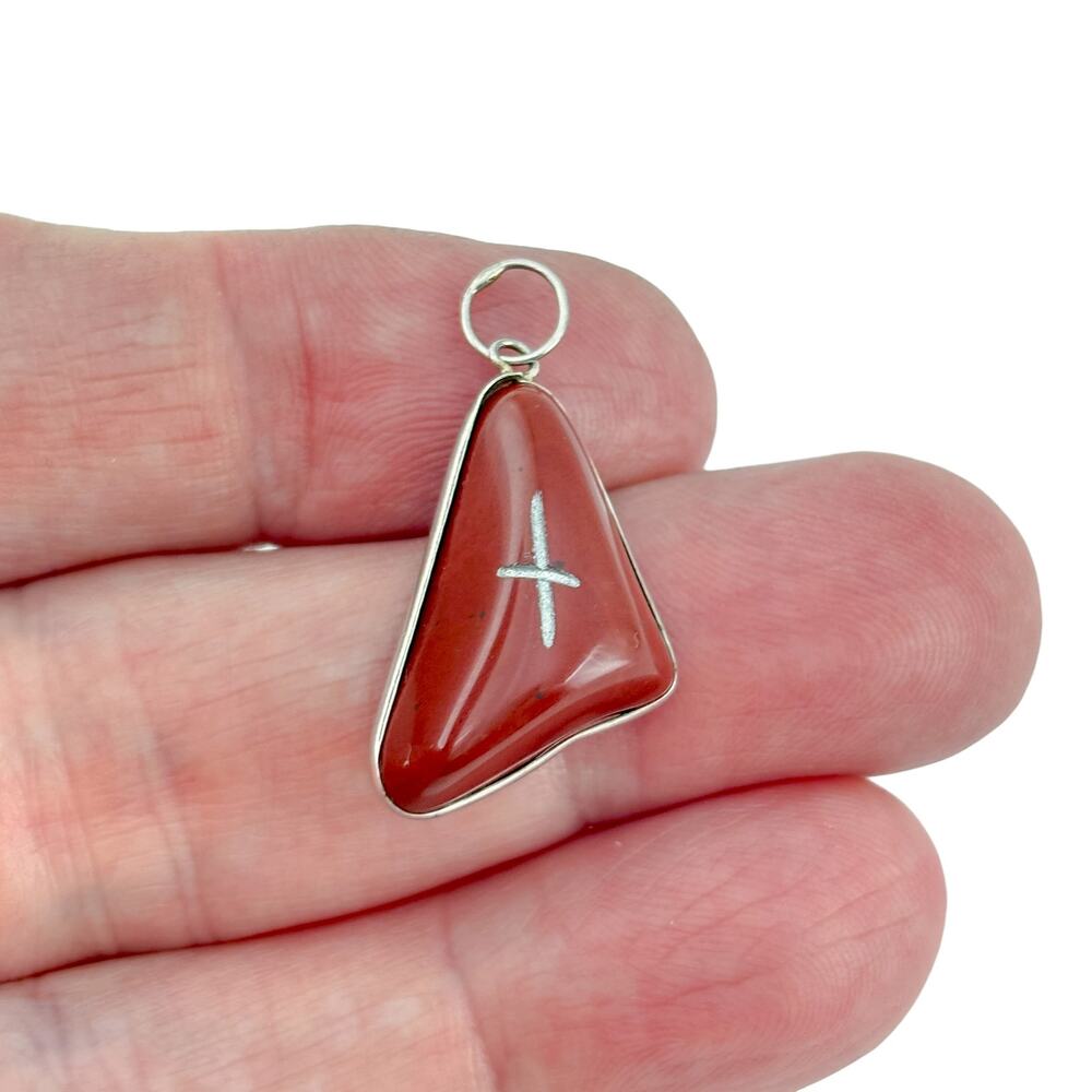 Vintage Sterling Silver 925 Red Coral Pendant